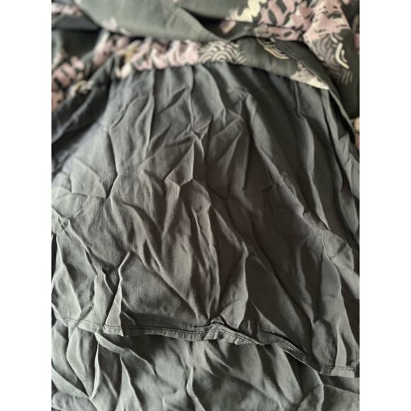 Free People Out Of The Woods Maxi Dress S Gray Raven Combo Side Slit Boho Hippie - Picture 10 of 15